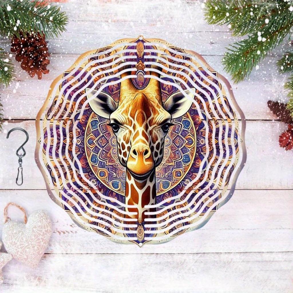 Rotating Wind Chime for Outdoor Garden Patio Decor 2D Dynamic Art with 360 Degree Spinning Hook Universal Holiday Wind Power Decorations