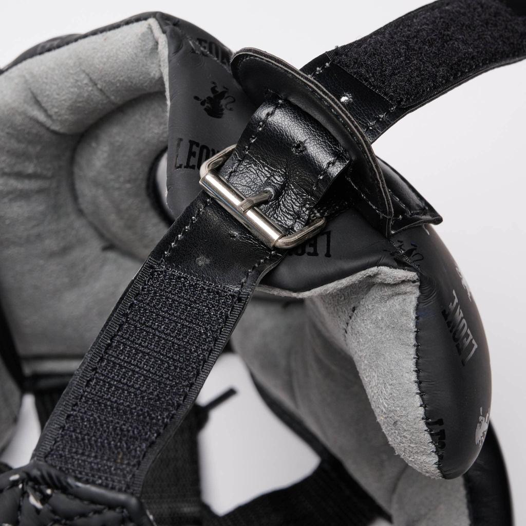 LEONE 1947 Boxen Training Unisex mit Wangenknochen Größe CS445 Kopfschutz, [DNA] Schutzvorrichtungen, Klettverschluss, Rutschfestes Futter, Schwarz, L, [Authentisch]