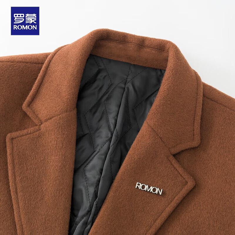 Romens Men's Wool Blend Thickened Mid-Length Winter Coat
