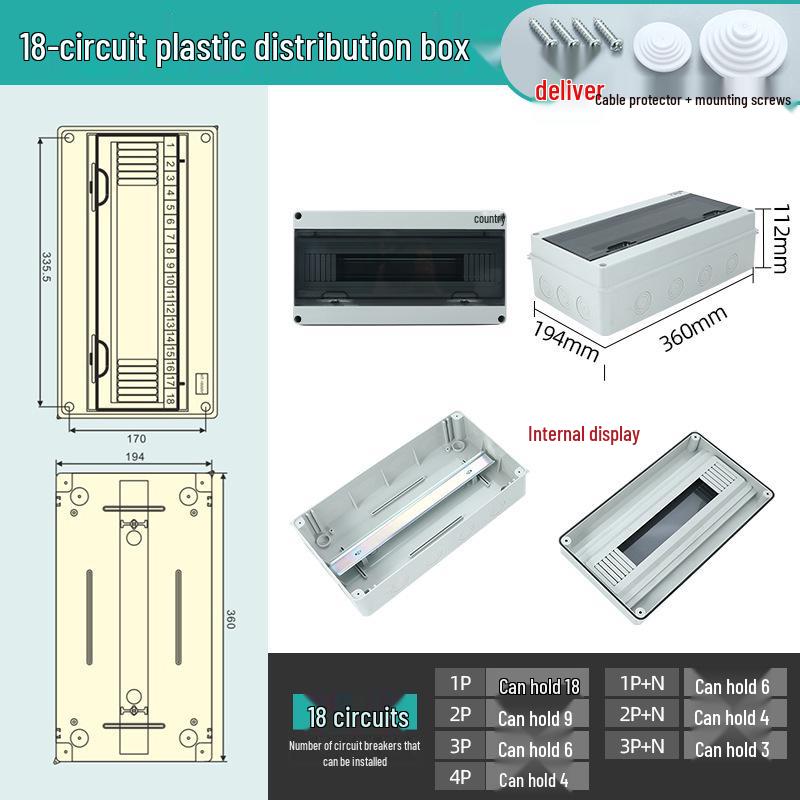 HT-Circuit Waterproof Outdoor Distribution Box for Construction and Household Electric Metering, Surface Mounted Switch Box.
