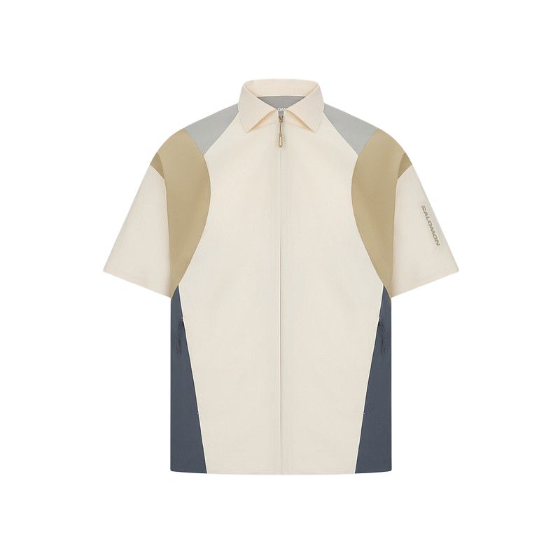 Salomon Pl Ss Hyb Outdoor Polo Collar Zipper Quick-Dry Short Sleeve Shirt Unisex shirts LC2882700 M