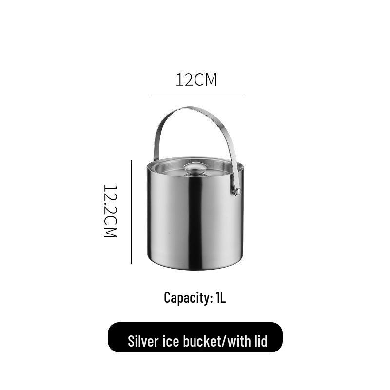 3L Double-Layer Insulated 304 Stainless Steel Ice Bucket with Thickened Handle for Wine & Beer