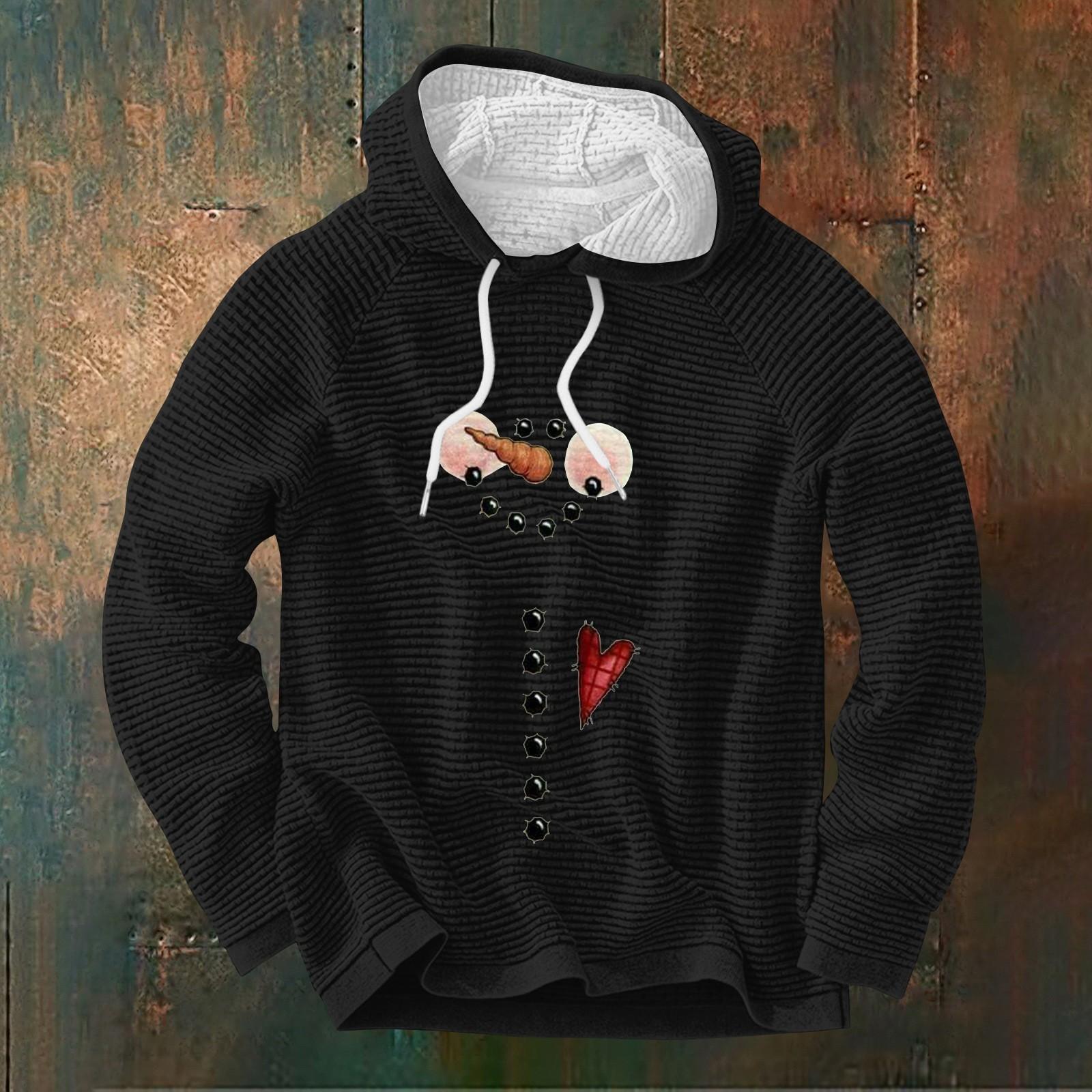 Мужской повседневный и модный свитер с длинными рукавами и капюшоном M чёрный 2326₽