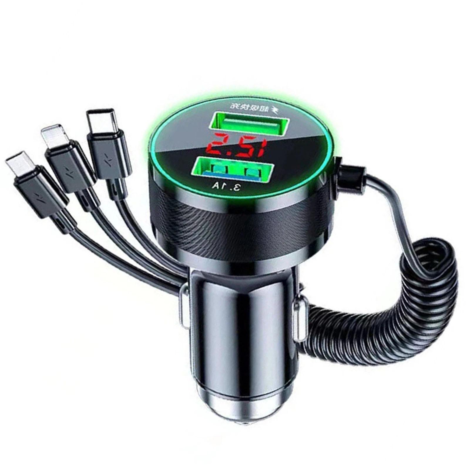 

Car Charger USB Comes With Three-in-one Mobile Phone Super Fast Charging One-to-three Multi-function Car Charger One Size