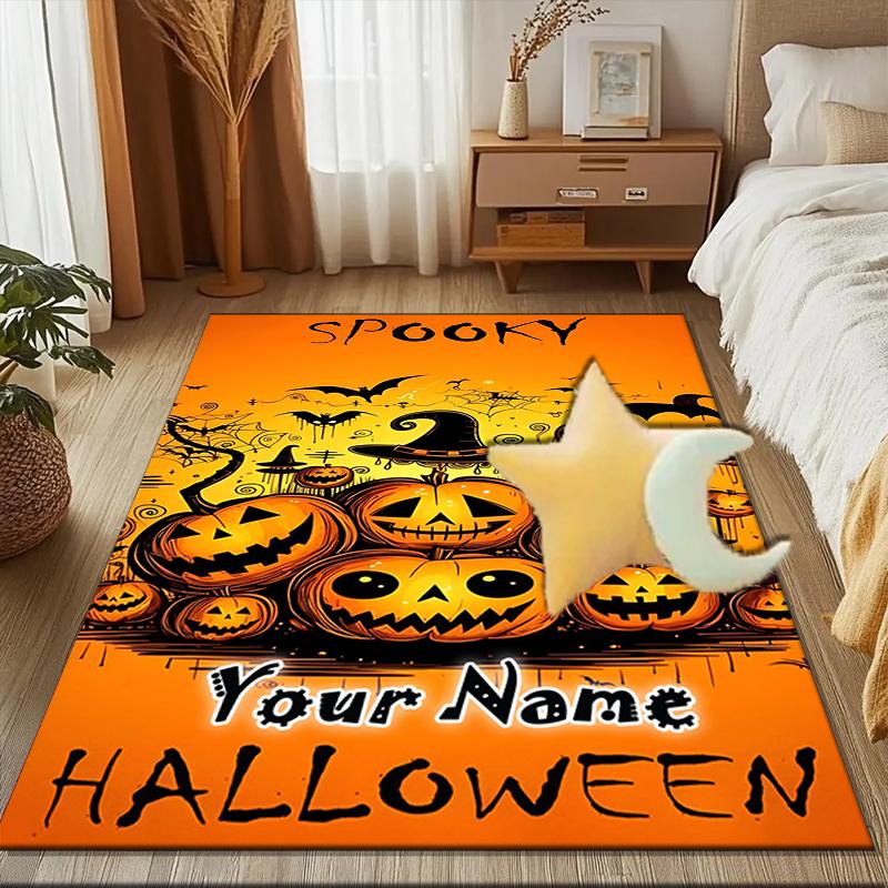 1PC Custom Name Spooky Halloween Night Theme Floor Mat Ideal for Living Room, Game Rooms, Office, Bedroom,Floor Mat Playful Design83