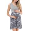 Women's Maternity  Pregnanty V-Neck Sleeveless Splicing Print Dress