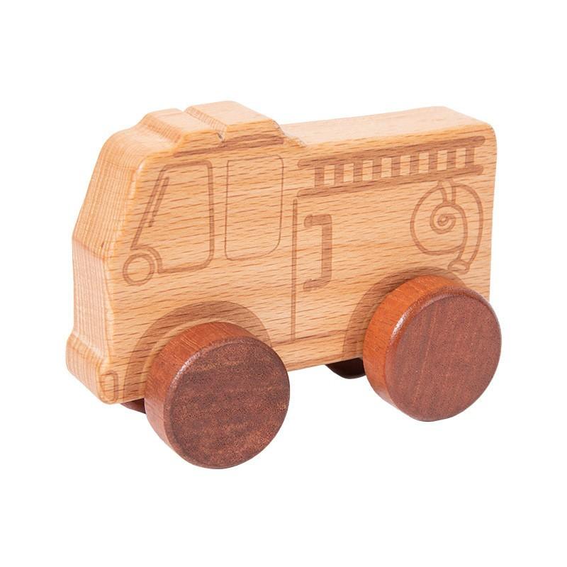 Baby appease cartoon animal car inertia pull back car simulation wooden car model sliding toy