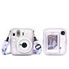 Translucent Glitter Instant Camera Case with Cartoon Sticker 3 in 1 Protective Cover Crystal for Fujifilm Instax Mini 13