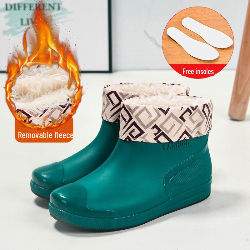 Women's Short Rain Boots - Non-Slip, Waterproof, Fashionable Low-Top Shoes for Outdoor Wear - Comfortable and Trendy.