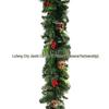 180cm/2.7m Dense Christmas Red Berry Door Decoration Vine