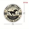 Cartello in Metallo con Cavallo Montagna Rustico Decorazione Murale Western Yellowstone