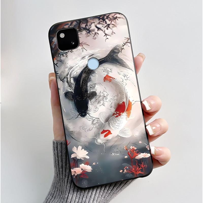 For Google Pixel 4a 4G Case Luxury Cute Love Rabbit Funny Soft Black Matte TPU Silicone Back Protective Cover Slim Thin Casing
