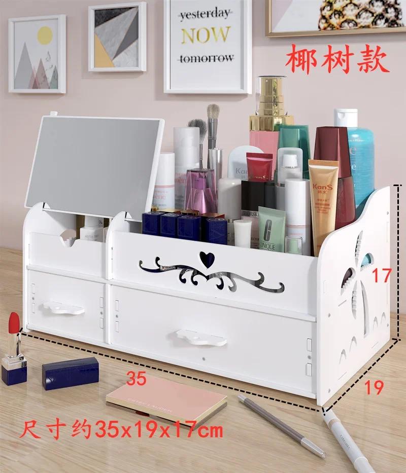 Large Dressing Table With Mirror And Drawer Storage Makeup Bedroom Furniture Desktop Storage Makeup Vanity Box Home Furniture