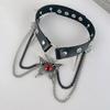Dark Gothic Punk Metal Spider Pendant Leather Choker Necklace for Women Hip Hop Red Zircon Butterfly Clavicle Chain Jewelry
