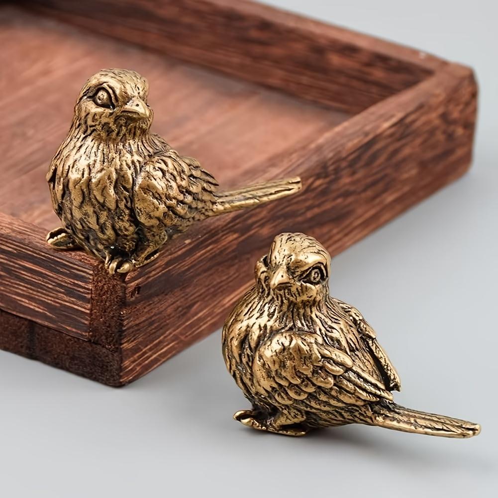 Antique Brass Sparrow Statue Vintage Solid Bird Sculpture Home Coffee Shop Decorative Artwork Home Decor Gifts