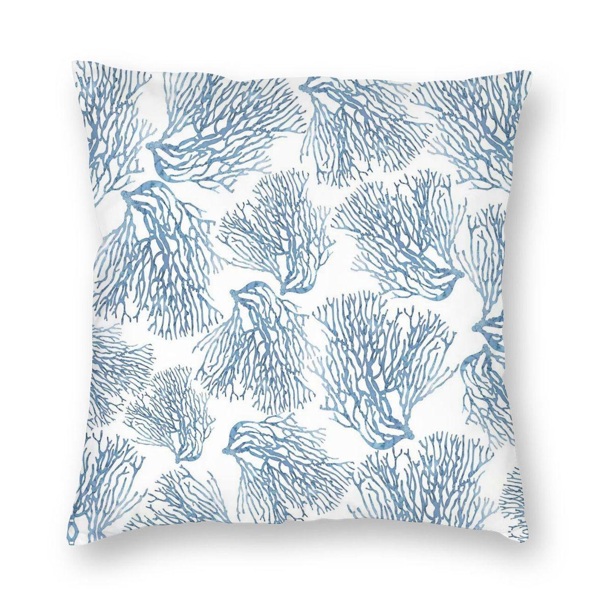 

Blue Sea Fan Coral Coastal Square Pillowcase Polyester Linen Velvet Pattern Zip Decor Sofa Seater Cushion Cover Wholesale 30x30cm