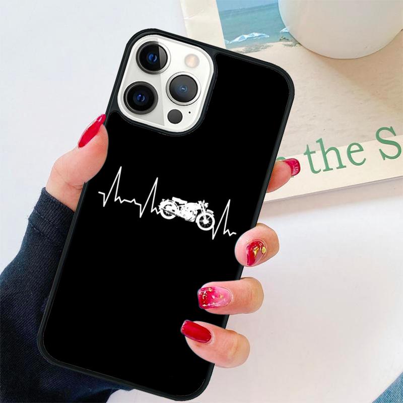 Motorcycle Heartbeat Phone Case For iPhone 17 Air 16 pro max 15 14 plus 12 13 Soft Bumper Shell Cover coque