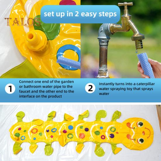 Inflatable Caterpillar Sprinkler Toys Backyard Water Toys for Family Fun Caterpillar Patio Water Sprinkler for Pool Parties Outdoor Games