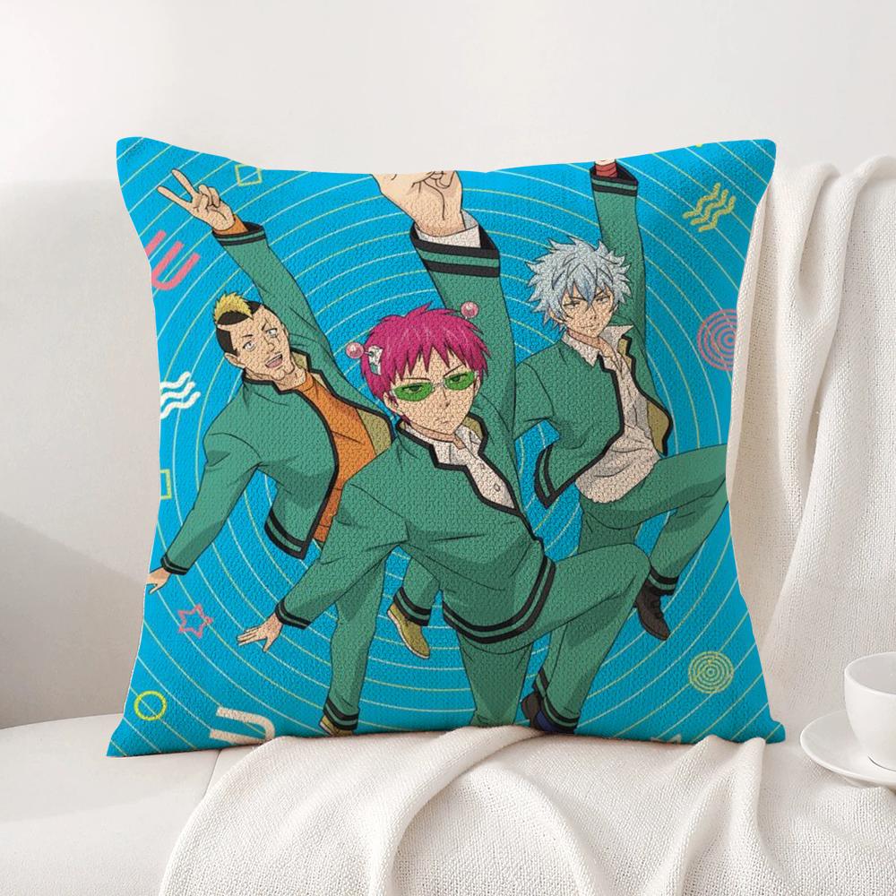 Disastrous Life S-Saiki K Cushion Cover Summer Coolness Linen Fabric Double-Sided Printing Pillow Case Sofa Home Decor Gift