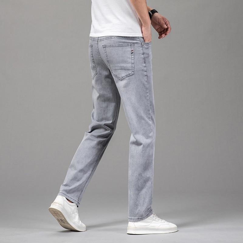 

Summer Thin Jeans Men s Light Business Small Straight Stretch Casual Long Trousers Denim 29