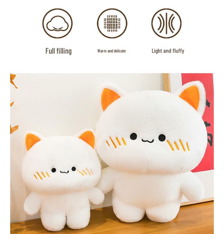 Soft White Kitten Plush Toy - Cute Cat Doll & Children's Sleeping Pillow