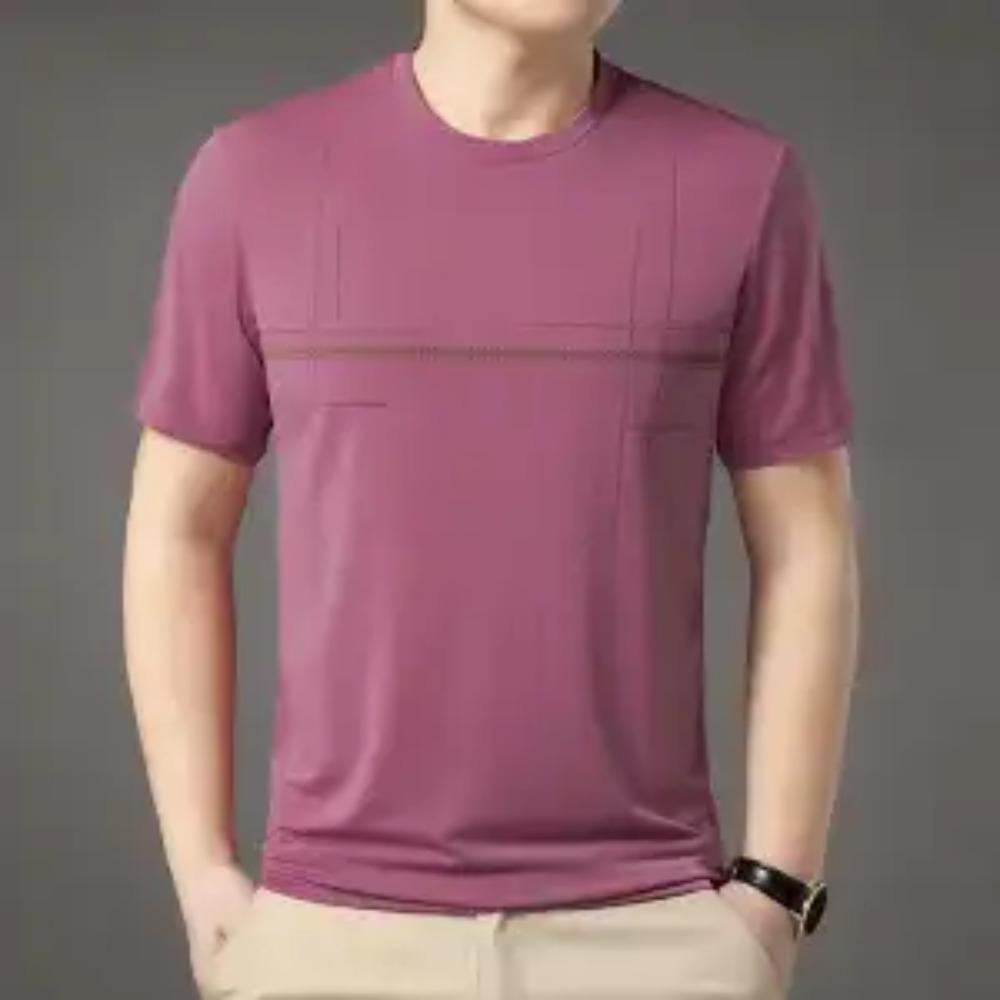 Sommermode Minimalistisch Business Casual Rundhals Gestreifter Druck Übergroß Eisseide Schnelltrocknend Kurzärmeliges T-Shirt