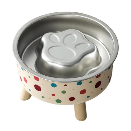 Slow Eating Bowl for Cats Elevated Cat Bowl, Removable Stainless Steel Inner Feeder Pet with Non-slip Stand Small Dogs Neck Protection