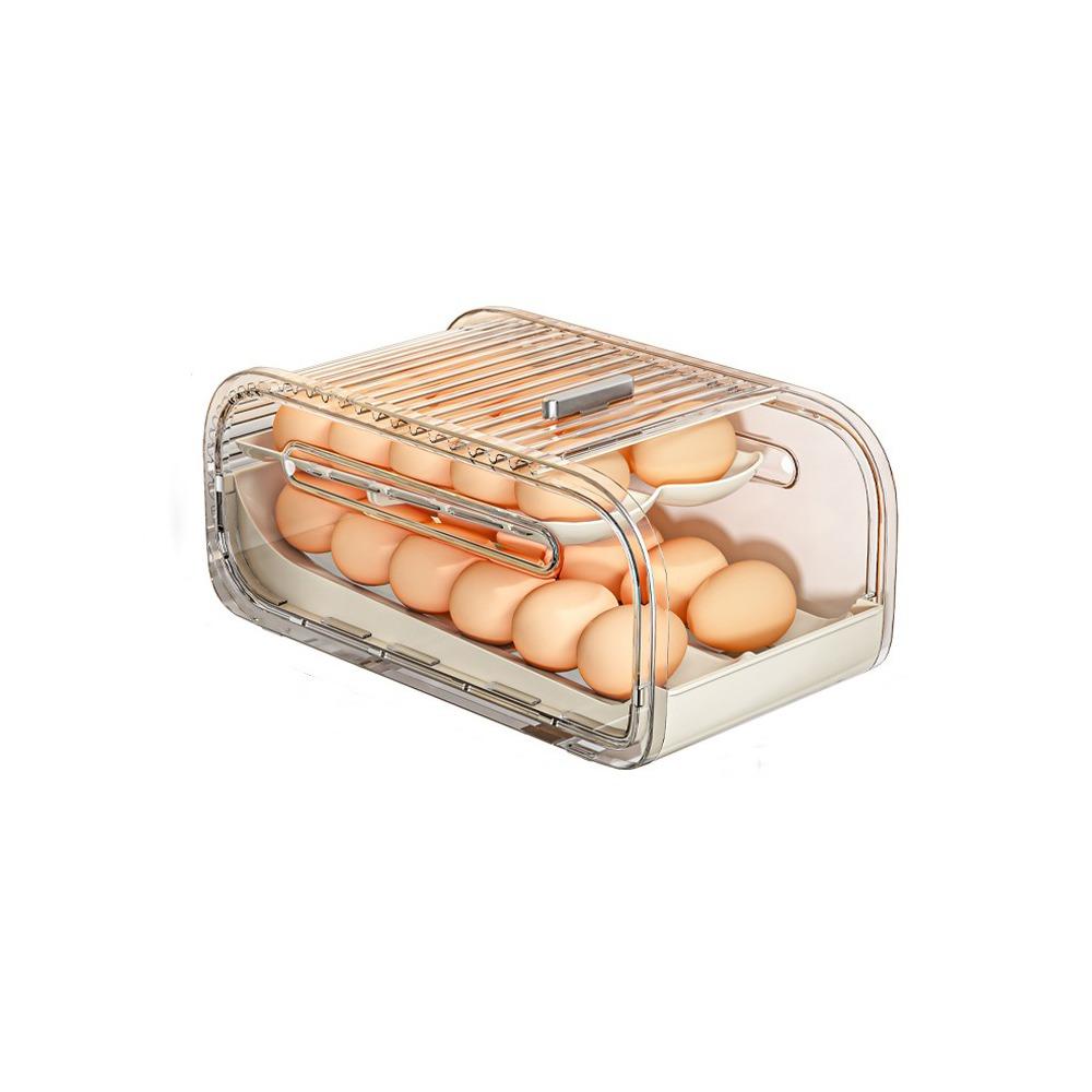 Double-layer Automatic Rolling Egg Holder Plastic Egg Dispenser Egg Storage Racks Refrigerator