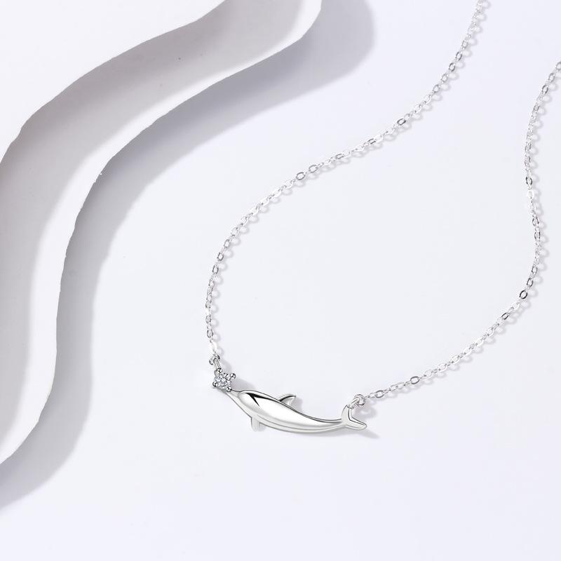 Náhrdelník Láska delfínů Dámský Korejská verze Malý Svěží Jednoduchý Všestranný Klíční řetízek ins Výklenkový Design Přívěsek