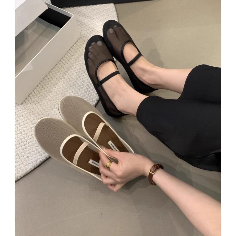 New Designer Autumn Women Mesh Fabric Ballet Flat Shoes Fashion Shallow Elastic Band Ladies Comfort Soft Sole Mary Jane Shoes