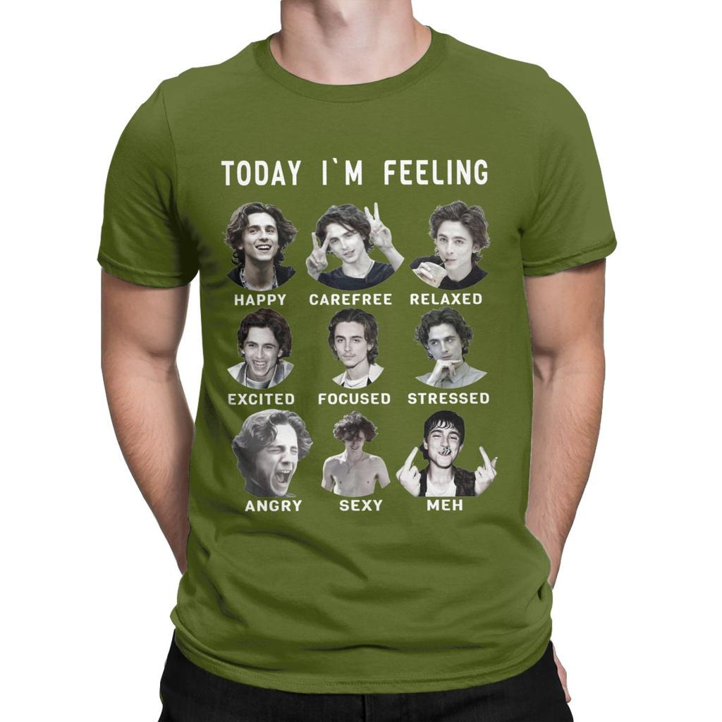 Mens TShirts Timothee Chalamet Funny Feelings Fun Pure Cotton Tees Short Sleeve T Shirts O Neck Tops Plus Size