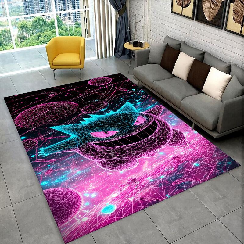 Cute Pokemon Pikachu Cartoon Carpet Rug for Playroom Bedroom Living Room Sofa Home Decor,kid Game Area Rug Non-slip Floor Mat