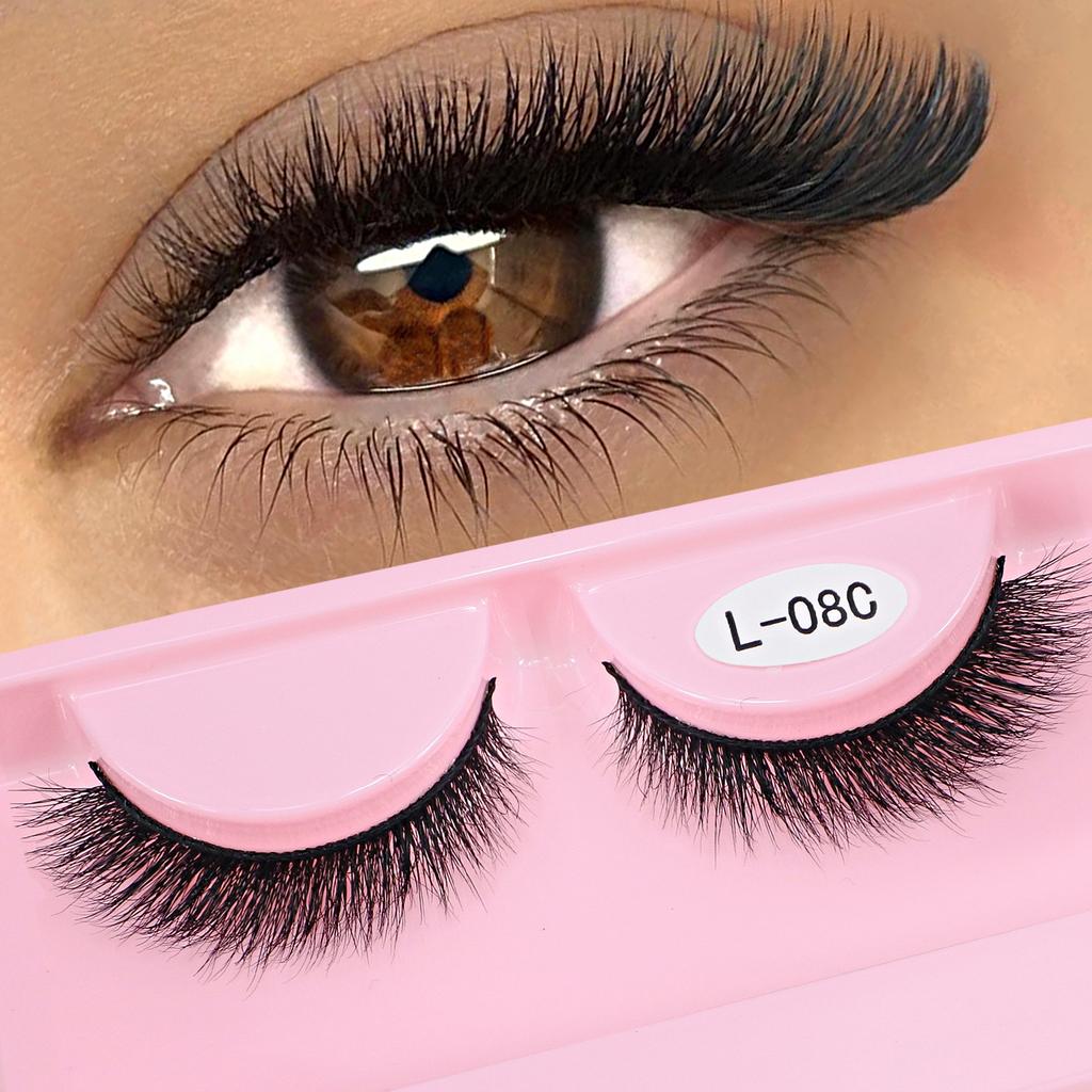 Natural Wispy Mink Lashes High Quality 8mm-16mm Soft Short Cat Eye Strip Lasesh Luxury Makeup Fluffy Mink Eyelashes Wholesale