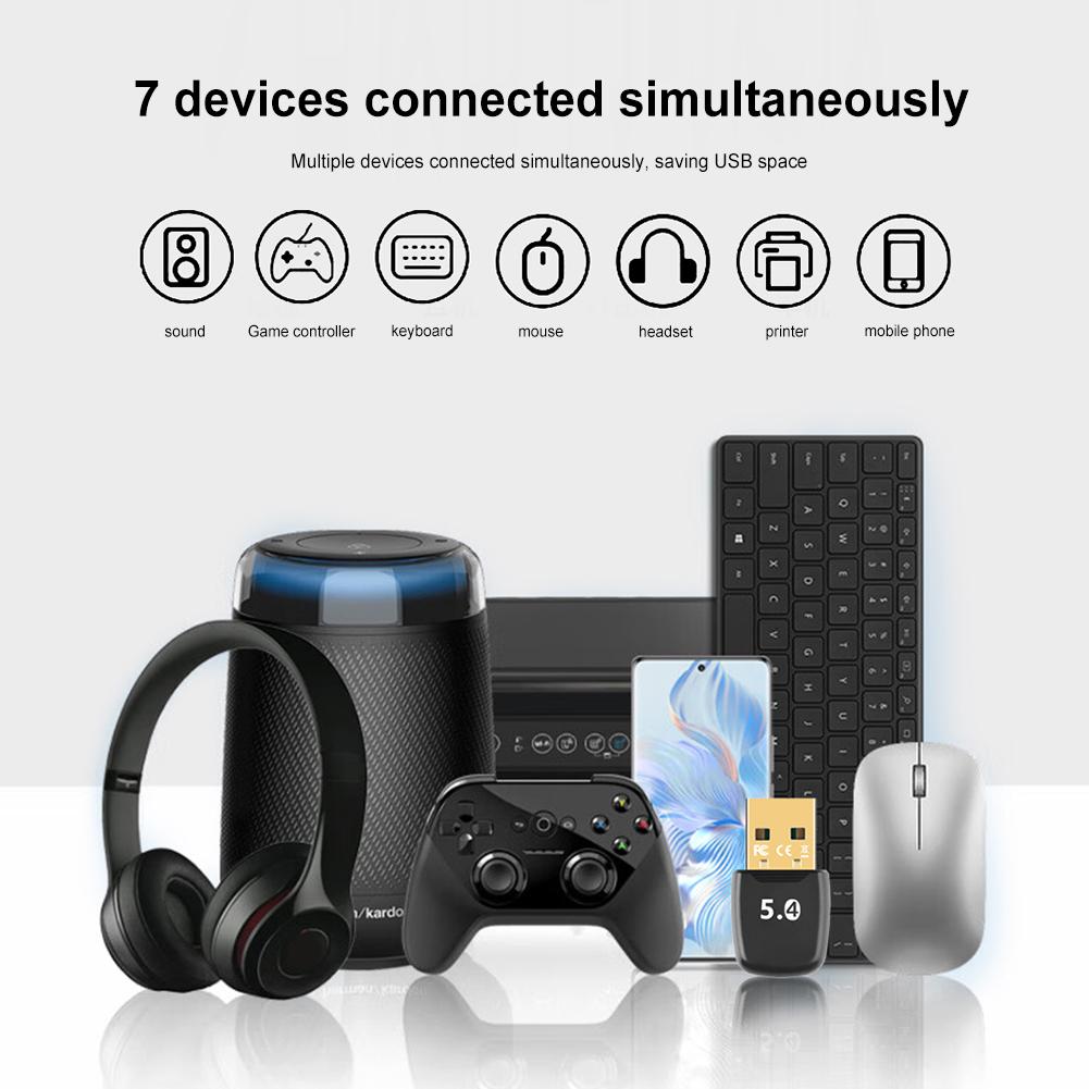 3/5Pcs USB Bluetooth-Compatible 5.4 Adapter Audio Transmitter Receiver Driver Free Wireless BT 5.4 Dongle Adapter for PC Laptop