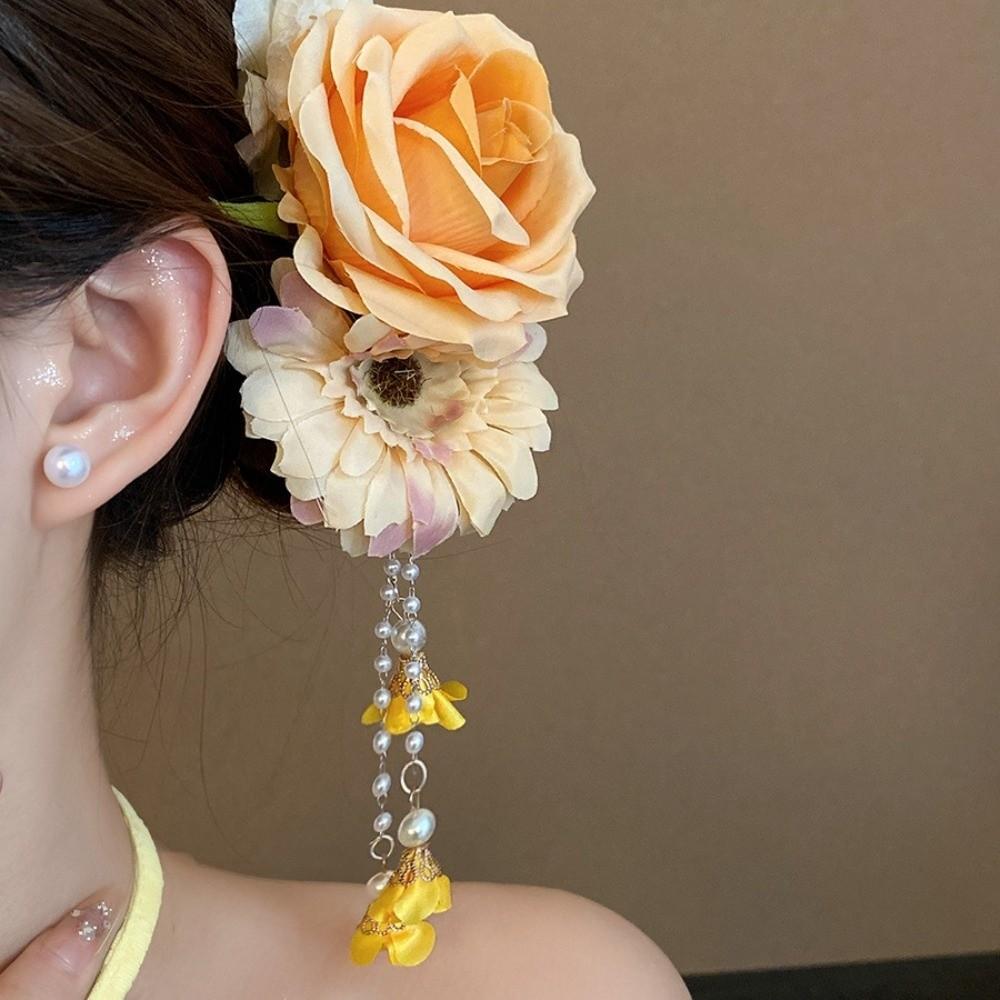 Tassel Flower Hair Clip Ancient Style Hanfu Hair Accessories Butterfly Orchid Hairpin Women