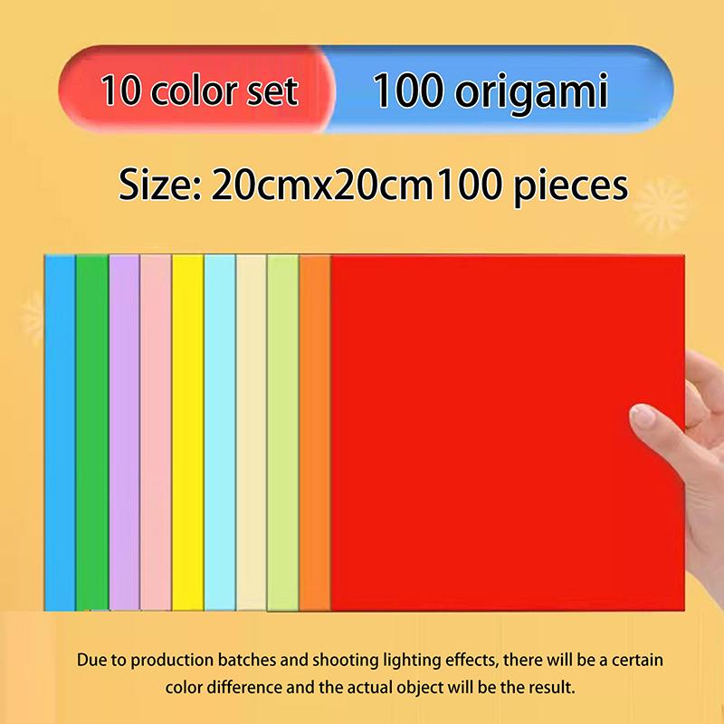 100Pcs Square Origami Paper Double Sides Solid Color Folding Paper Multicolor Kids Handmade Diy Scrapbooking Craft Decor
