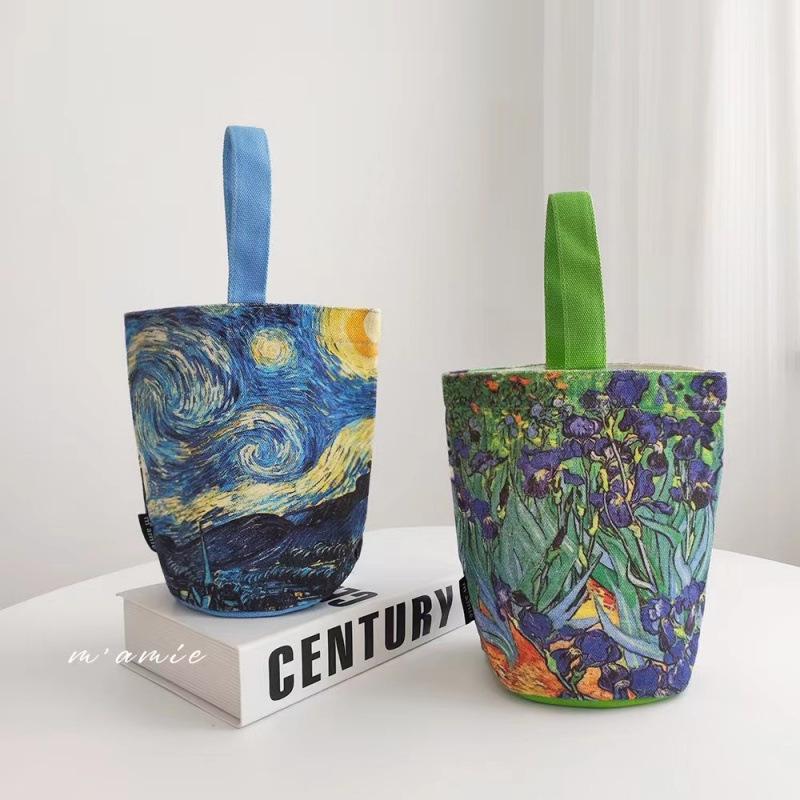 Van Gogh Inspired Small Bucket Bag - Everyday Handbag for Outings, Work, or Lunch