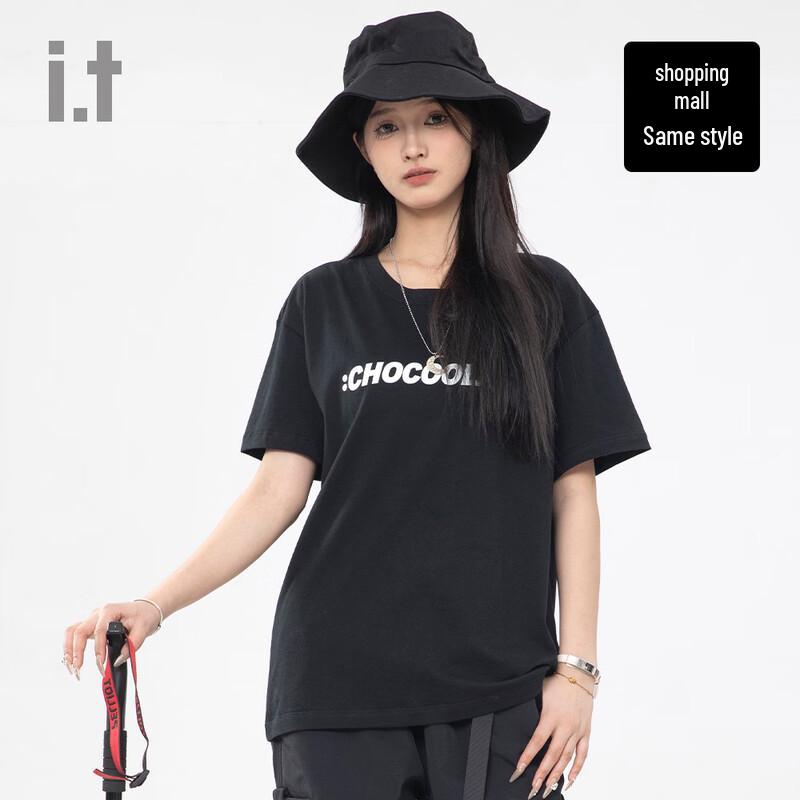 CHOCOOLATE i.t Unisex Pure Cotton Letter Print Short Sleeve T-shirt 3XL