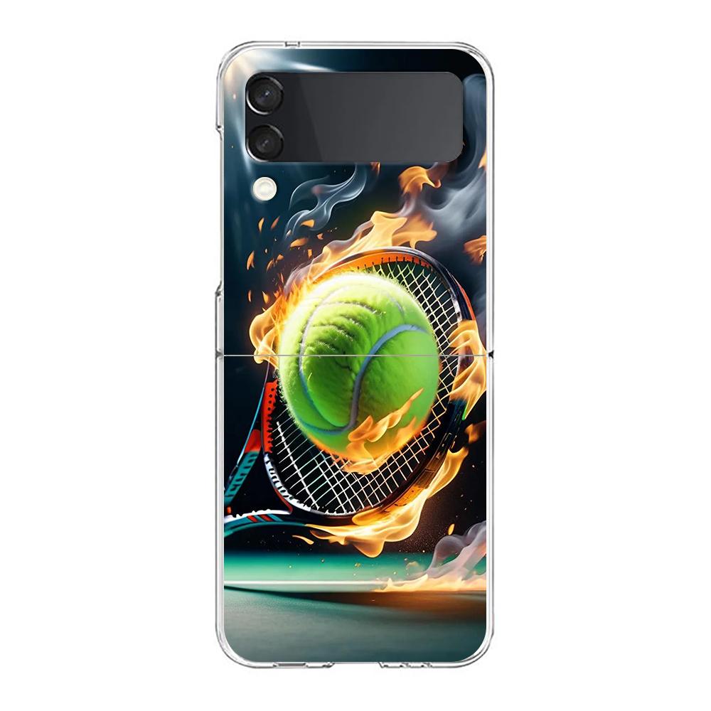 Phone Cover For Samsung Galaxy Z Flip 6 5 4 Case Transparent For Samsung Z Flip 3 Hard PC Foldable Shell Tennis Sport Capas Bags