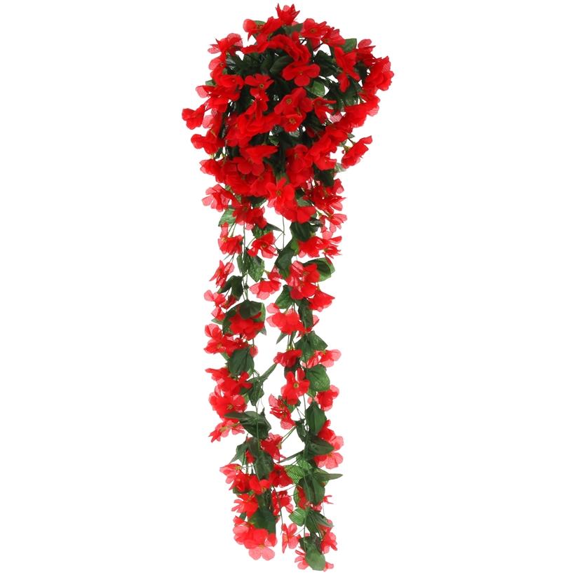 Artificial Flowers Garland Flower Hanging Dangling Ivy Surfinia Cascade - red