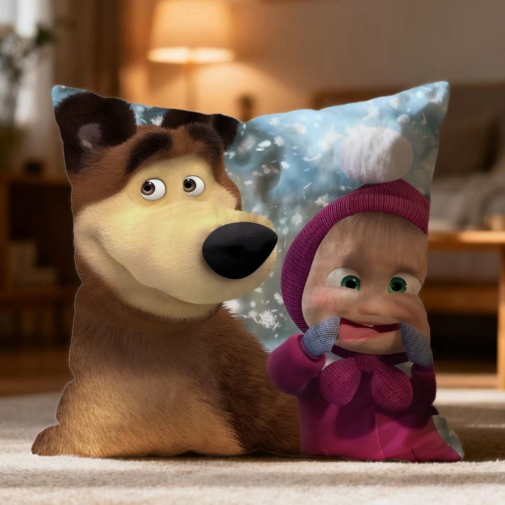 

Модна наволочка M-MMasha and the Bear, м яка, що миється, для подушки, багатофункціональна для дивана, ліжка, подорожей, офісу 30cmx30cm