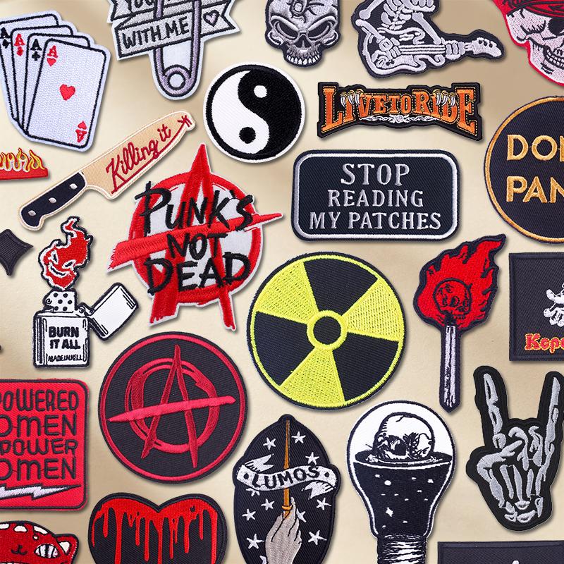 Personality Skull Embroidered DIY Punk/Rock Patch Iron On Patches For Clothing thermoadhesive Patches For Clothes Badge Decor