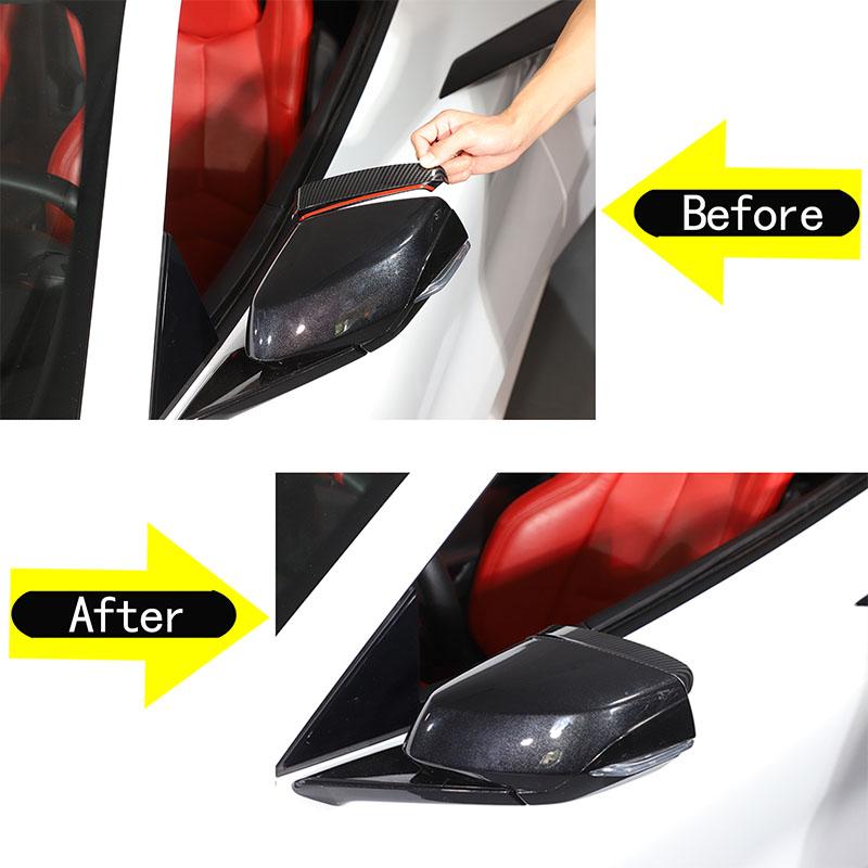 For Chevrolet Corvette C8 2020-2026 ABS Car Rearview Mirror Rain Vent Panel Cover Trim Sticker Decoration Accessories