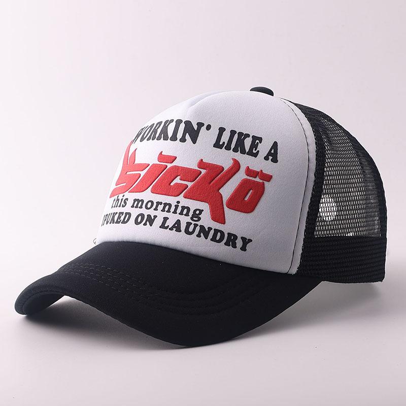 New printed baseball cap European and American outdoor breathable truck driver mesh cap