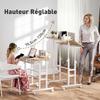 Sit-Stand Desk, Height Adjustable, 70 x 60 cm, Casters, Tilting Top, Brown Metal Frame