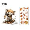 Autumn Pastoral Theme Window Art Static Sticker with Cute Animals & Maple Leaves, Removable Harvest Decals of Forest Festival Clings, Waterproof