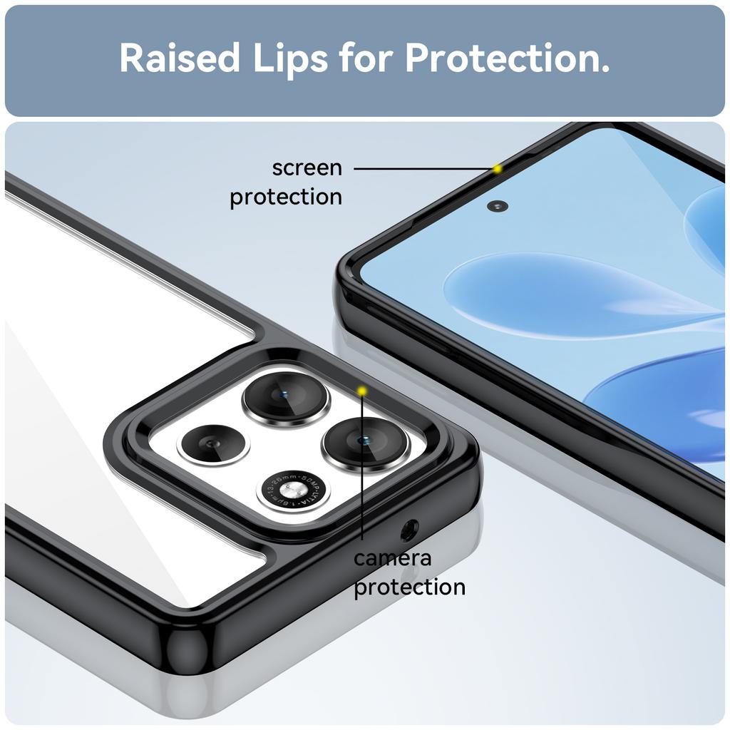 For Motorola Moto G86 5G Phone Case WANLONFENG XC Series TPU Acrylic Cover with Tempered Glass (Big Lens Hole)