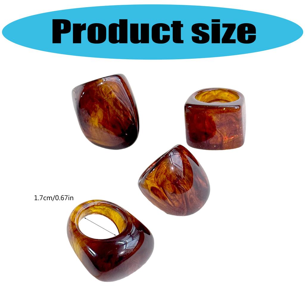 Vintage Geometric Resin Ring Lightweight Design Amber Tone Jewelry Gift Comfort Fit Retro Resin Accessory For Women Men