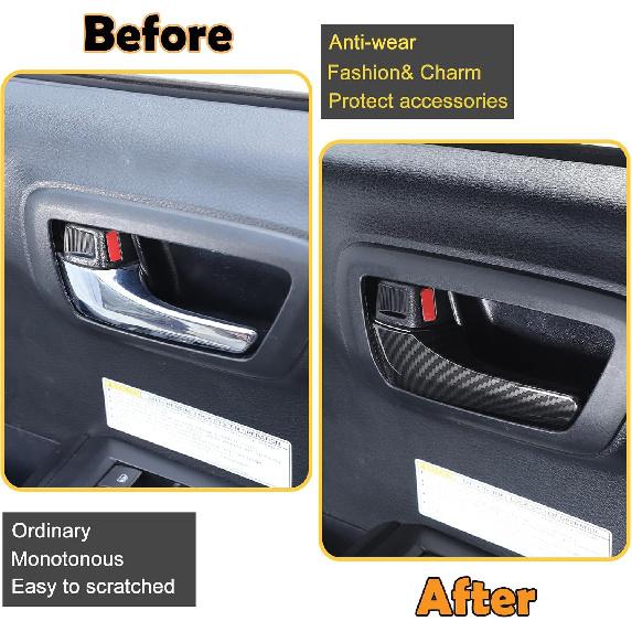 Car Inner Door Handles Cover Trim Compatible with Toyota Tacoma 2016-2022, Auto Inner Door Handles Cover Interior Door Handles Protector Trim