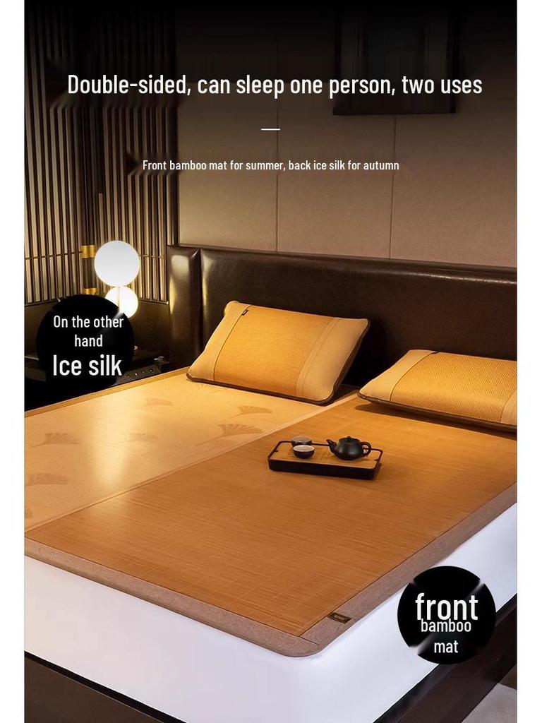 Natürliche Bambus-Rattan-Doppelseitige Faltmatte für Doppel-/Studenten-Etagenbetten (1,8m & 1,5m)